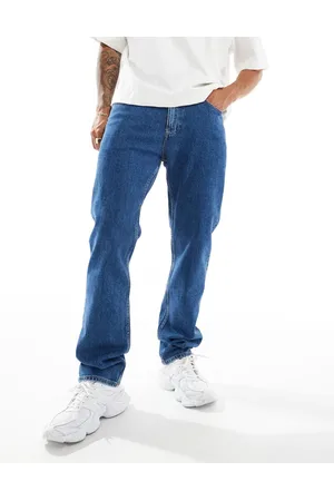 Tommy Hilfiger Ryan regular straight jeans in mid wash with flag detail-Blue