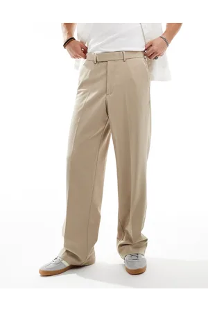 ASOS Smart wide leg pants in texture-Neutral