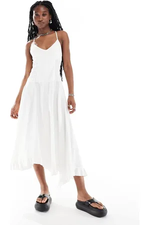 Reclaimed Midi cami dress with ruched detail in twill
