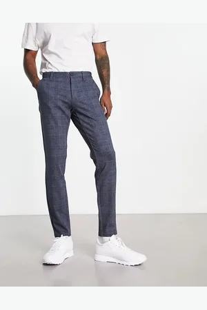 Only & Sons Slim fit jersey pants in navy check