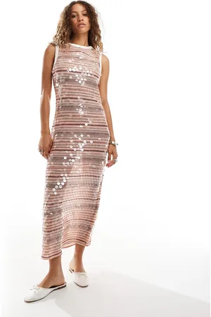 Ghospell Knit midaxi dress in sequin stripe-Multi