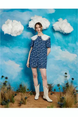Sister Jane Contrast collar denim mini dress in
