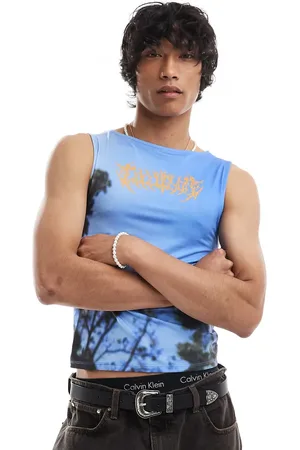 COLLUSION Slash neck singlet with sky print