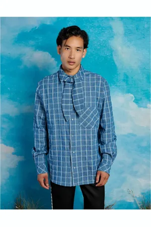 Sister Jane Unisex textured neckerchief denim shirt in blue