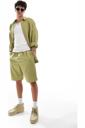COLLUSION Tailored shorts in check (part of a set)-Green