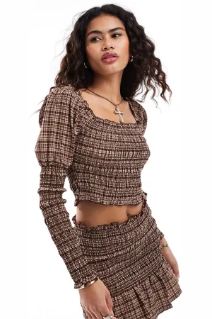 Kiss The Sky Ruched top with puff sleeves in