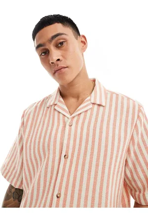 ASOS Relaxed revere shirt in basket stripe