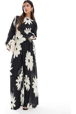 Object Plisse wide leg pants in flower print (part of a set)