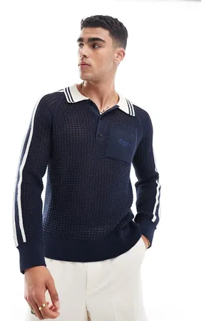 GANT Varsity mesh knit rugby jumper in