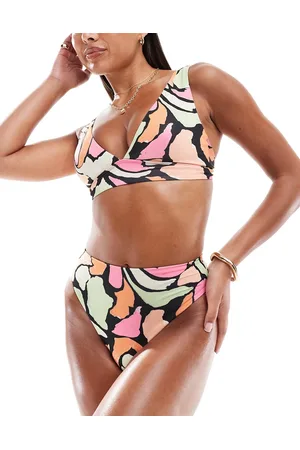 ASOS Maya plunge triangle bikini top with ruched detail in -Multi