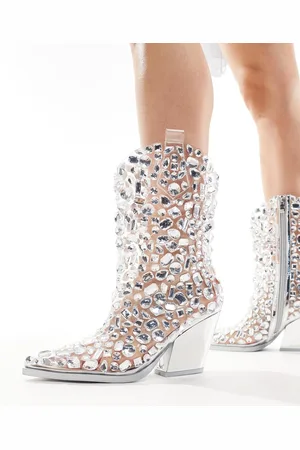AZALEA WANG Gemmy embellished western ankle boots in