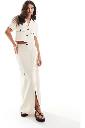 JDY Utility column maxi skirt in (part of a set)-Neutral