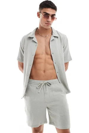 Only & Sons Pull on cheesecloth shorts in light sage (part of a set)-Green