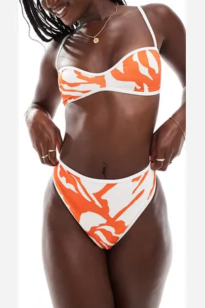 ASOS Contrast binding high leg high waist bikini bottoms in