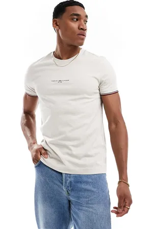 Tommy Hilfiger Small logo tipped t-shirt in off white