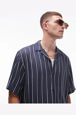 Topman Short sleeve striped shirt in -Blue
