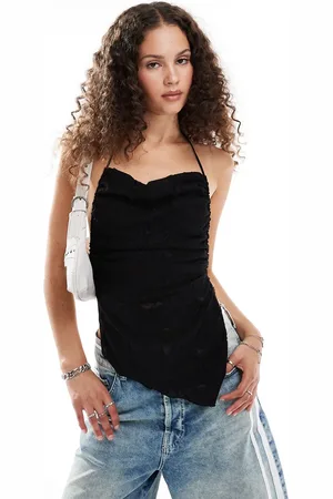 COLLUSION Textured back detail halter top in
