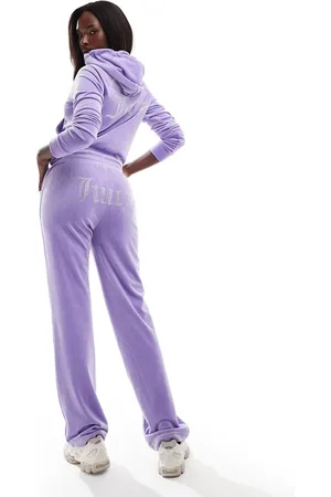 Juicy Couture Velour straight leg trackies in lilac (part of a set)-Purple