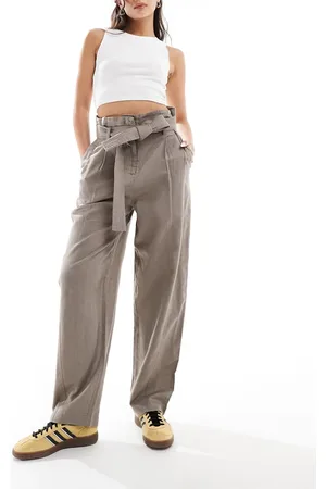 & OTHER STORIES Linen blend paper bag waist pants in -Neutral