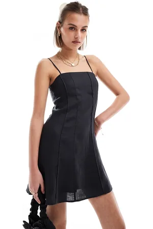 & OTHER STORIES Linen mini flippy dress with adjustable straps and panelled seams in