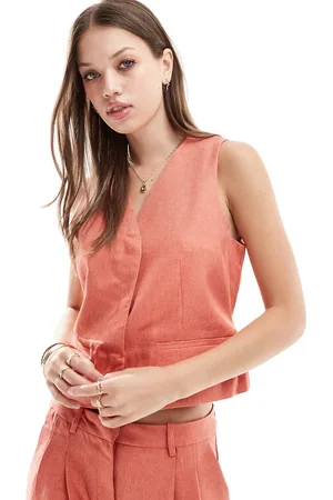 VERO MODA Waistcoat with pocket detail in terracotta (part of a set)