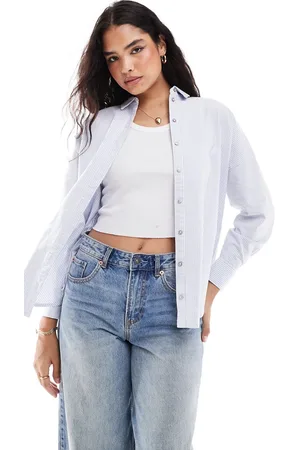 SELECTED Femme oversized shirt in blue stripe