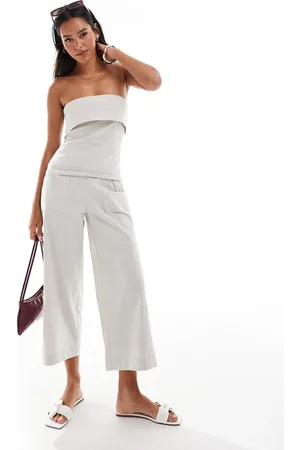 ONLY High waisted cropped tailored pants in (part of a set)-Neutral