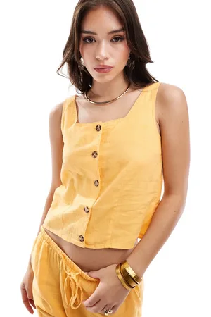 JDY Linen mix square neck waistcoat in (part of a set)