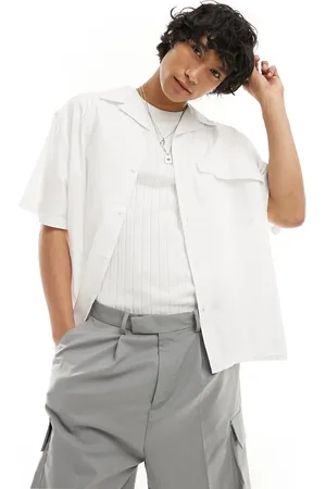 COLLUSION Oversized poplin revere short sleeve shirt in