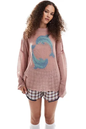 The Ragged Priest Oversized open knit dolphin knitted jumper