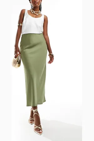 VILA Satin maxi skirt in