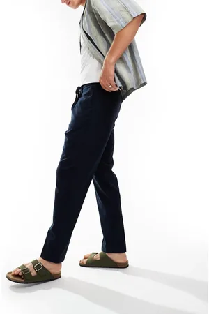 SELECTED Relaxed tapered fit waistband pants in navy