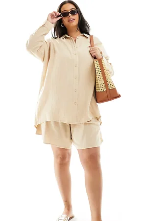 Yours Cheesecloth shorts in (part of a set)-Neutral