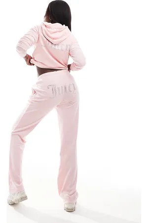 Juicy Couture Velour straight leg trackies in baby pink (part of a set)