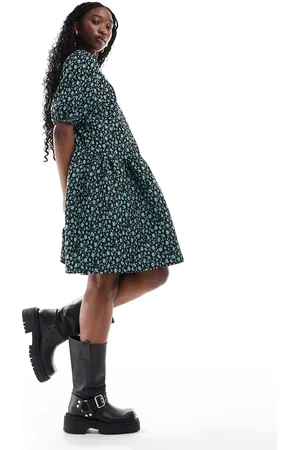 Glamorous Drop waist mini smock dress in -Multi