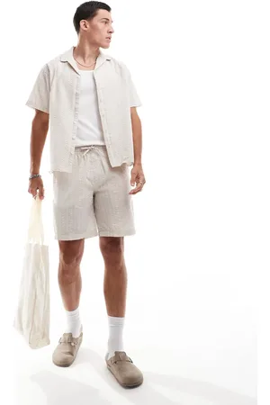 JACK & JONES Crinkle shorts in beige (part of a set)-Neutral