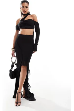 Murci Thigh split ruffle edge maxi skirt in (part of a set)
