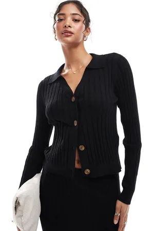 Object Ribbed button down polo top in (part of a set)