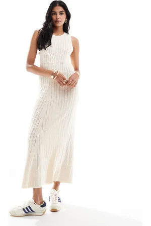 Object Textured knitted maxi dress in -White