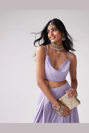 Kanya London Bridesmaid chiffon spaghetti strap cowl neck top in (part of a set)-Purple