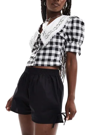 COLLUSION Poplin shorts with tie side in