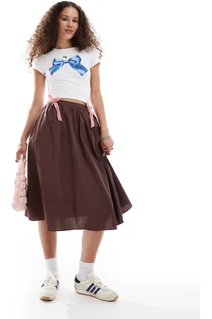 Glamorous A line skirt in with pink velvet bow ties