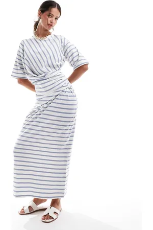 ASOS Short sleeve midi dress with twist detail in -Multi