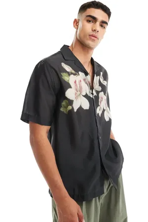 ASOS Relaxed revere shirt with blurred floral print in