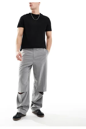 ASOS Smart wide leg pants with knee splits in light