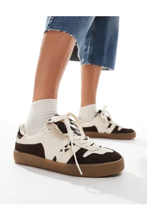 Stradivarius Leather sneakers in cow print