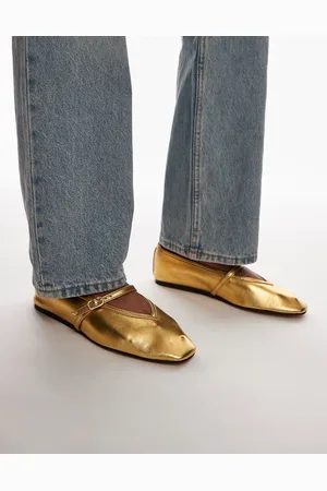 Topshop Babette leather v detail ballet flats in