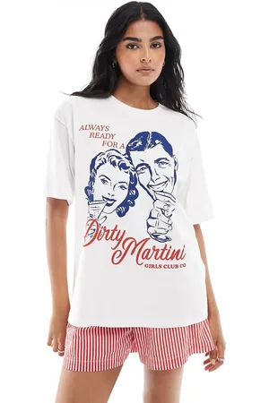 JJXX Oversized t-shirt with dirty martini print in white