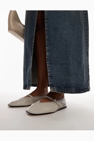 Topshop Babette leather v detail ballet flats in