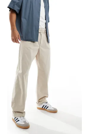 SELECTED Loose fit turn up pants in stone-Neutral